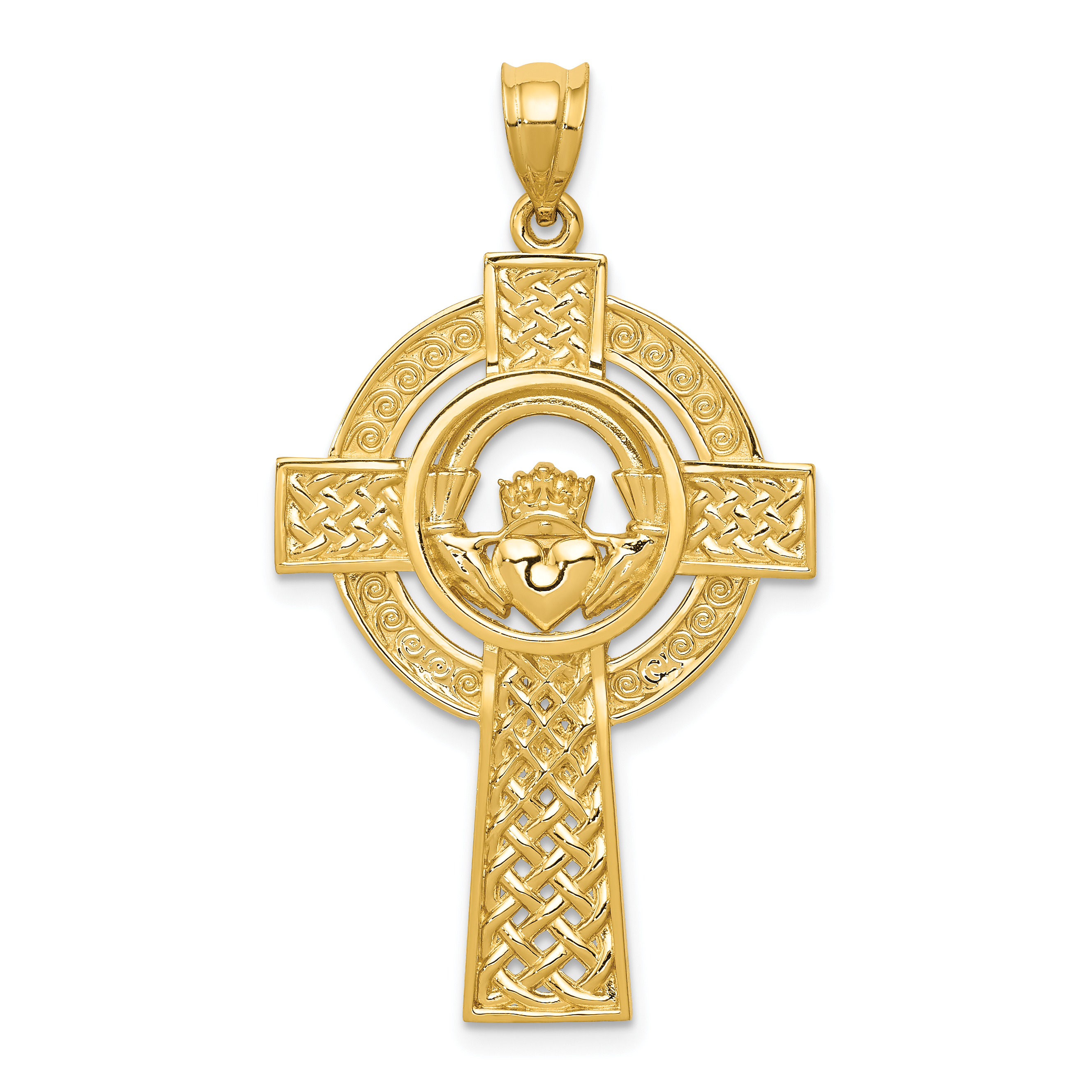 14k Celtic Claddagh Cross Pendant (C2703)