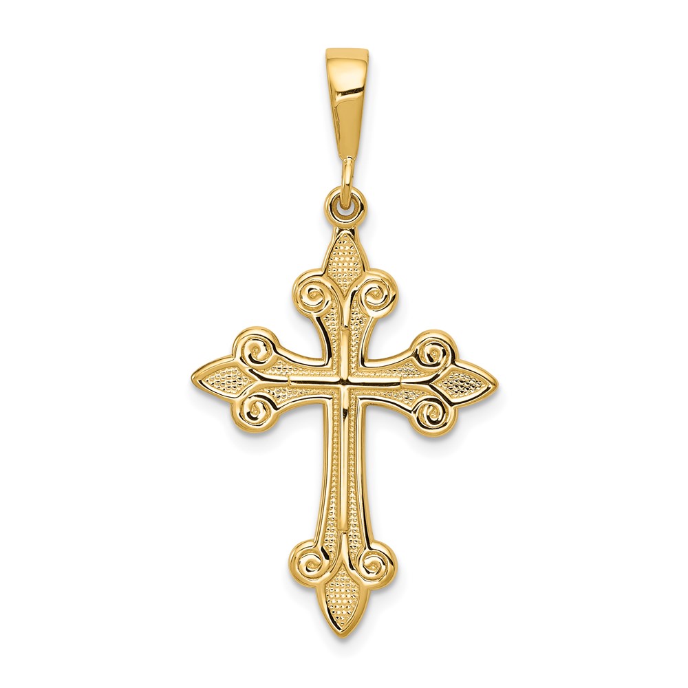 14K Fleur De Lis Cross Pendant