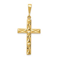 14K Yellow Gold Design on Both Sides Reversible Latin Cross Pendant view 1