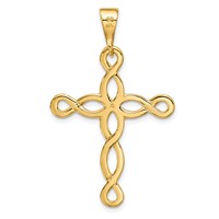 14K Yellow Gold Polished Loop Cross Pendant view 3