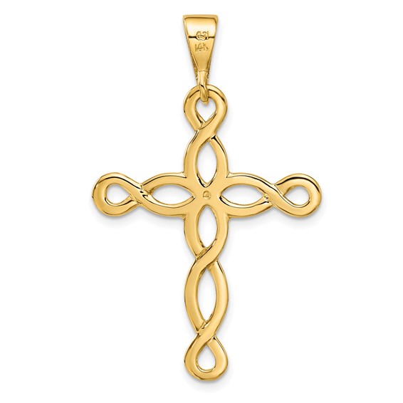 14k Polished Loop Cross Pendant