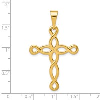 14K Yellow Gold Polished Loop Cross Pendant view 4
