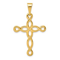 14K Yellow Gold Polished Loop Cross Pendant view 1