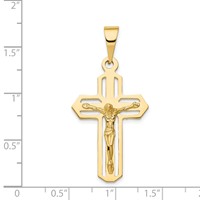 14K Yellow Gold Polished Cut-out Crucifix Pendant view 3