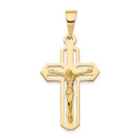 14K Yellow Gold Polished Cut-out Crucifix Pendant view 1