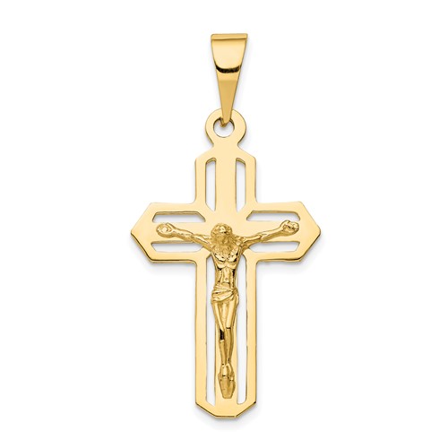 14K Yellow Gold Polished Cut-out Crucifix Pendant