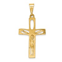14K Yellow Gold Polished Crucifix Pendant view 4