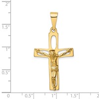 14K Yellow Gold Polished Crucifix Pendant view 3