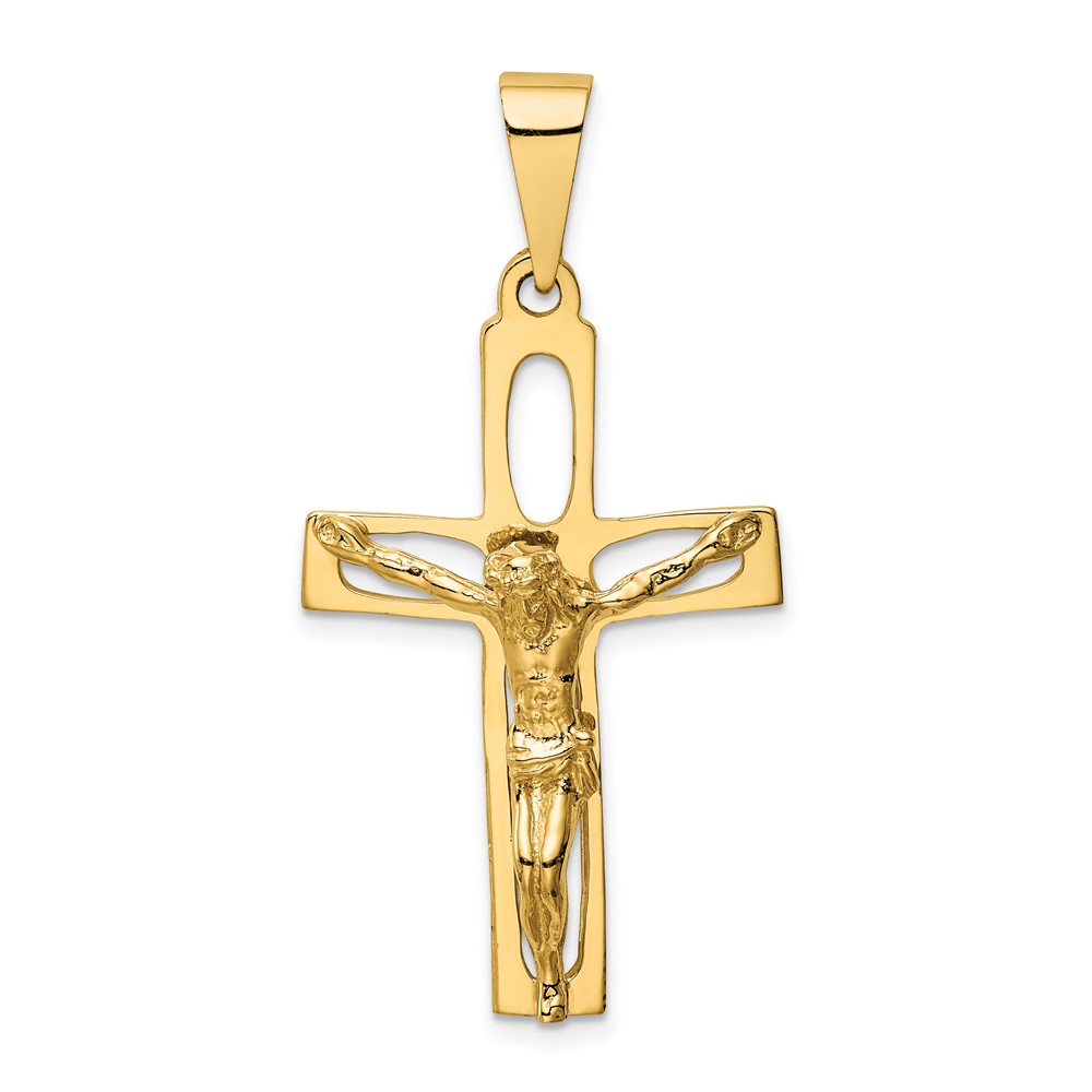 14K Yellow Gold Polished Crucifix Pendant