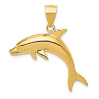 14K Yellow Gold Dolphin Pendant view 1
