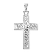 14K White Gold Large Filigree Crucifix Pendant view 4