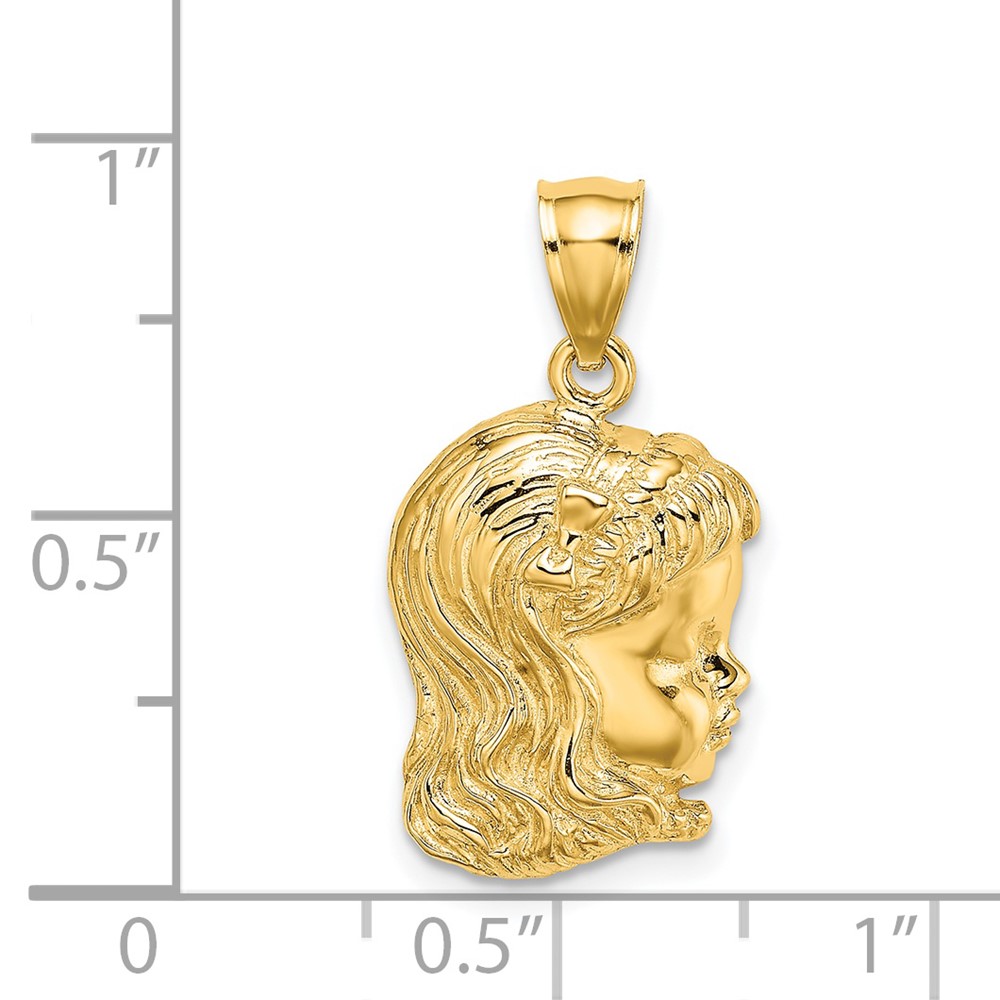 14k Girl Head Charm (C2815)
