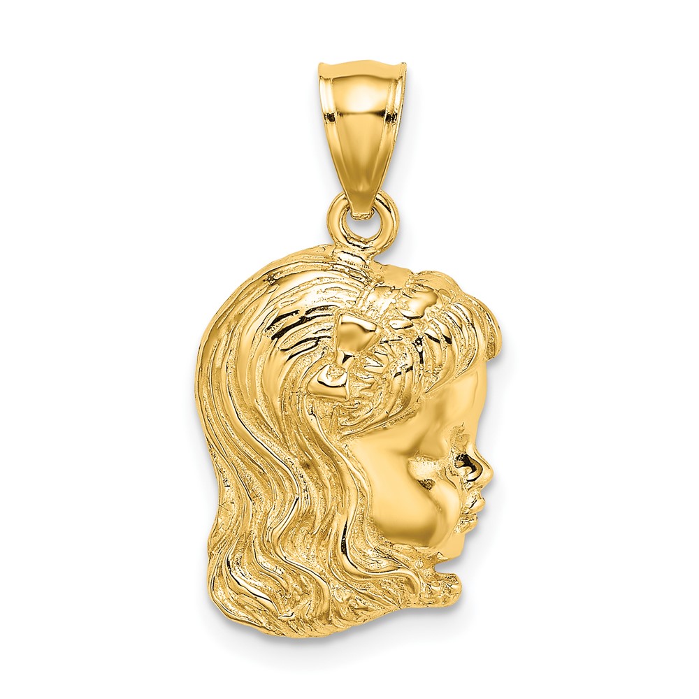 14k Girl Head Charm (C2815)
