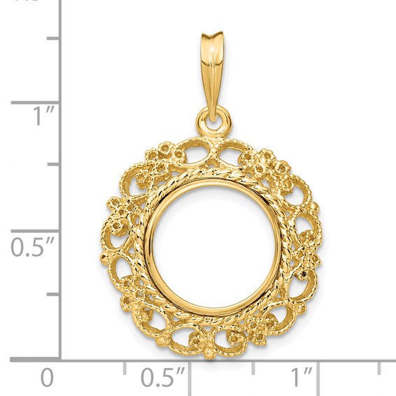 14ky Polished Victorian Prong Coin Bezel Pendant                      
