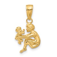 14K Yellow Gold Mother Holding Child Pendant view 3