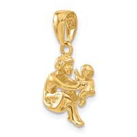 14K Yellow Gold Mother Holding Child Pendant view 5