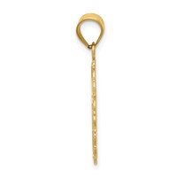14K Yellow Gold Solid Satin Polished Aries Zodiac Oval Pendant view 2