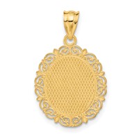 14K Yellow Gold Solid Satin Polished Aries Zodiac Oval Pendant view 3