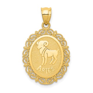 Gold Satin and Polished Zodiac Pendant