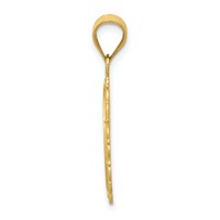 14K Yellow Gold Solid Satin Polished Taurus Zodiac Oval Pendant view 2