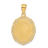 14K Yellow Gold Solid Satin Polished Taurus Zodiac Oval Pendant view 3