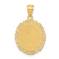 14K Yellow Gold Solid Satin Polished Leo Zodiac Oval Pendant view 3