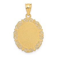 14K Yellow Gold Solid Satin Polished Virgo Zodiac Oval Pendant view 3