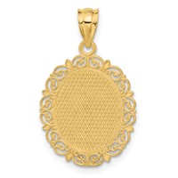 14K Solid Satin Polished Libra Zodiac Oval Pendant view 3