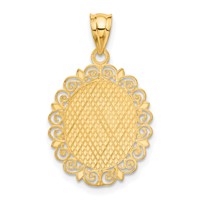 14K Yellow Gold Solid Satin Polished Scorpio Zodiac Oval Pendant view 3
