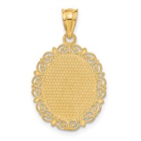 14K Yellow Gold Solid Satin Polished Sagittarius Zodiac Oval Pendant view 3