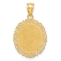 14K Solid Satin Polished Capricorn Zodiac Oval Pendant view 3