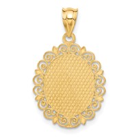 14K Yellow Gold Solid Satin Polished Aquarius Zodiac Oval Pendant view 3