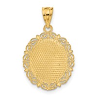 14K Yellow Gold Solid Satin Polished Pisces Zodiac Oval Pendant view 3