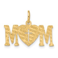 14K Yellow Gold Polished Mom Charm with Cross view 3