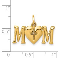 14K Yellow Gold Polished Mom Charm with Cross view 4