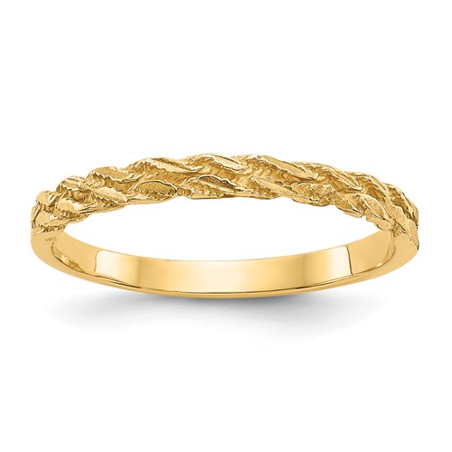 14K Diamond-cut Rope Ring