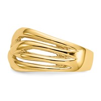 14K Yellow Gold High Polished Woven Dome Ring view 4