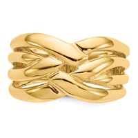 14K Yellow Gold High Polished Woven Dome Ring view 5