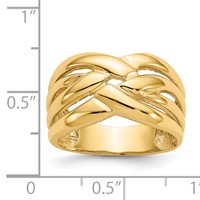 14K Yellow Gold High Polished Woven Dome Ring view 3