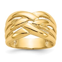 14K Yellow Gold High Polished Woven Dome Ring view 1