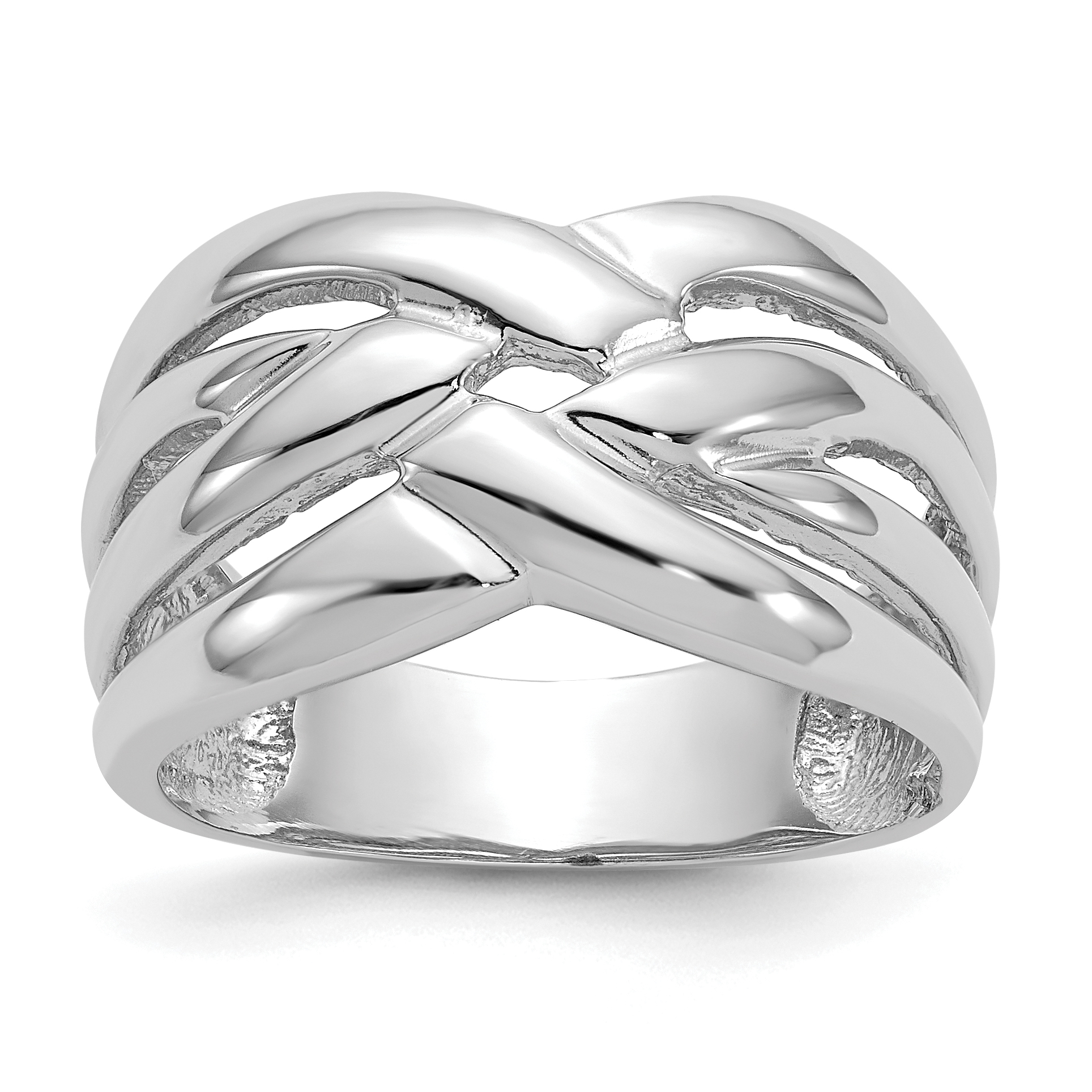 14k White Gold High Polished Woven Dome Ring (C2863W)