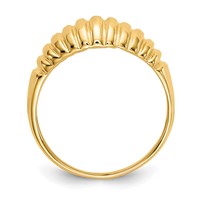 14K Yellow Gold High Polished Ribbed Dome Ring view 2
