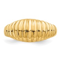 14K Yellow Gold High Polished Ribbed Dome Ring view 5