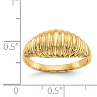 14K Yellow Gold High Polished Ribbed Dome Ring view 3
