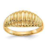 14K Yellow Gold High Polished Ribbed Dome Ring view 1