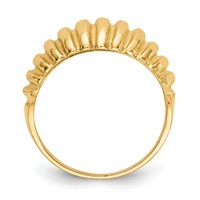 14K Yellow Gold High Polished Ribbed Dome Ring view 2
