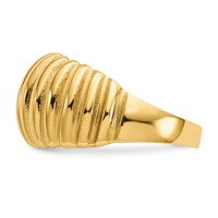14K Yellow Gold High Polished Ribbed Dome Ring view 4