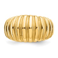 14K Yellow Gold High Polished Ribbed Dome Ring view 5