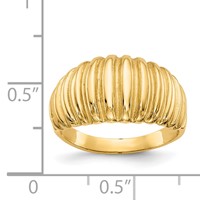 14K Yellow Gold High Polished Ribbed Dome Ring view 3