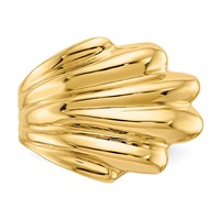 14K Yellow Gold High Polished Wave Dome Ring view 5